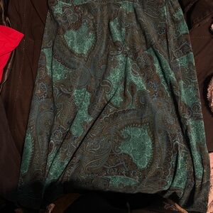 Susan Graver Teal and Brown Paisley A-Line Skirt
